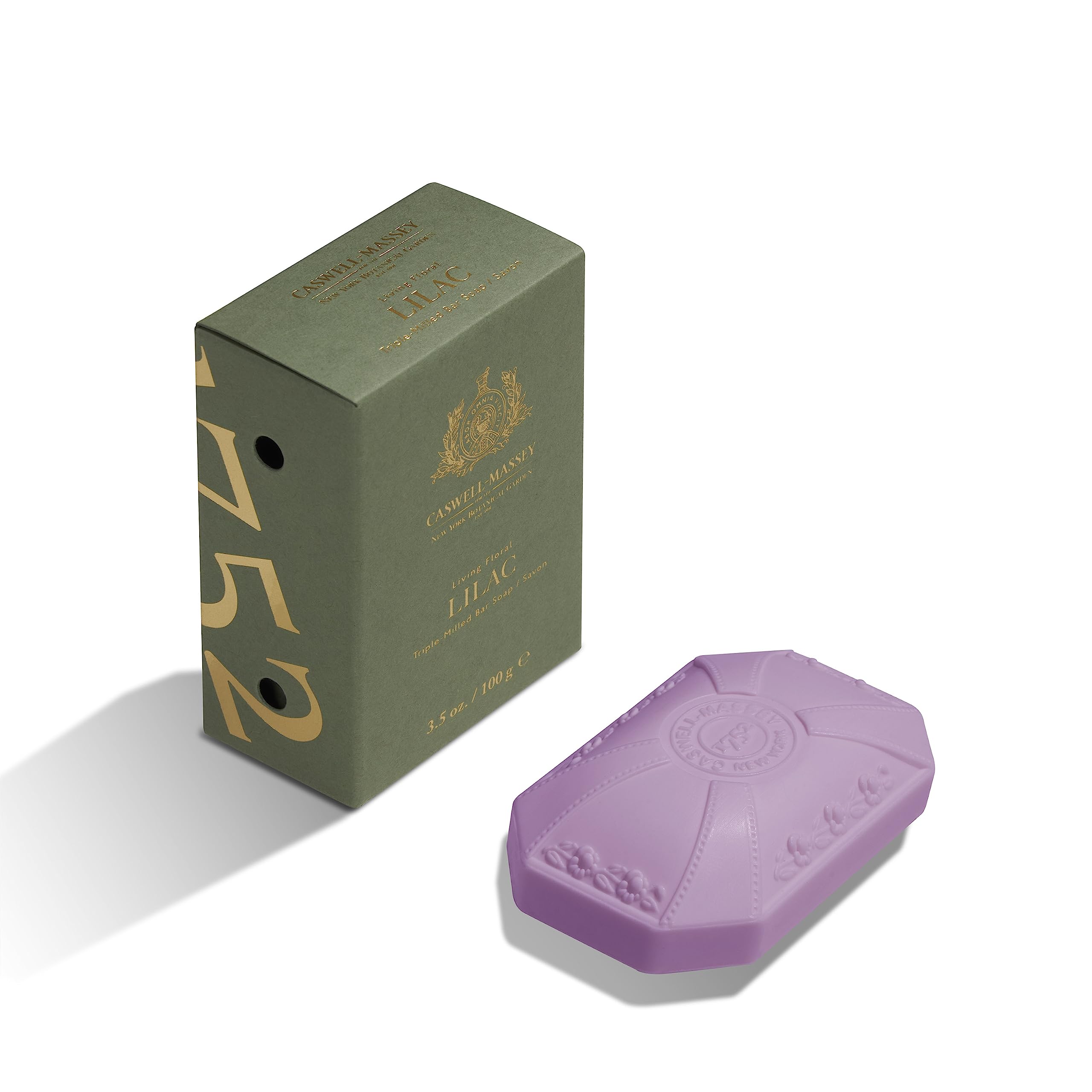 Caswell-Massey Lilac bar soap packaging shows gift-ready presentation