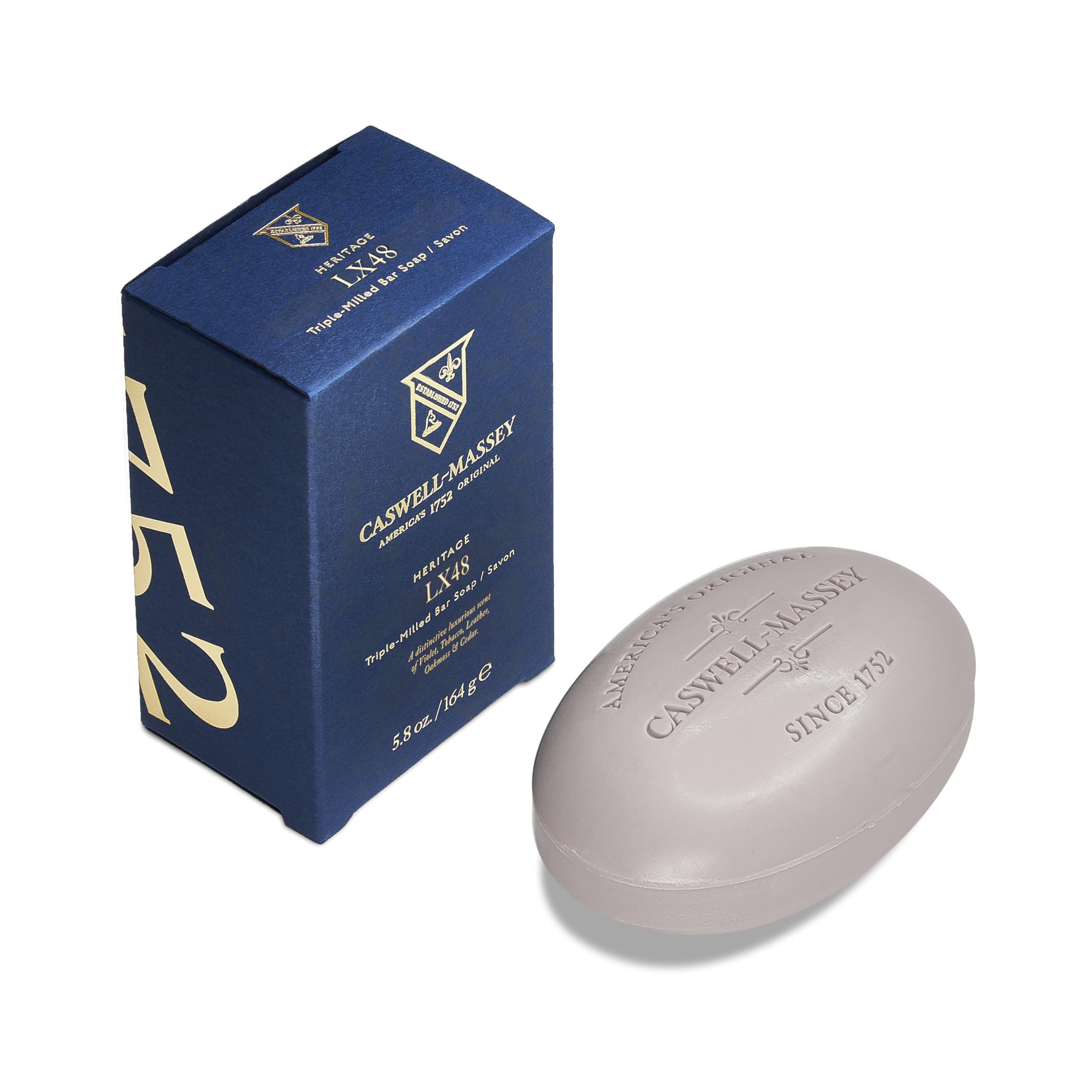 Caswell-Massey LX48 bar soap packaging shows gift-ready presentation for occasions.
