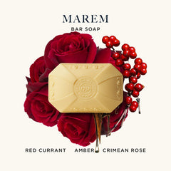 Caswell-Massey Marem bar soap lather closeup shows rich moisturizing foam