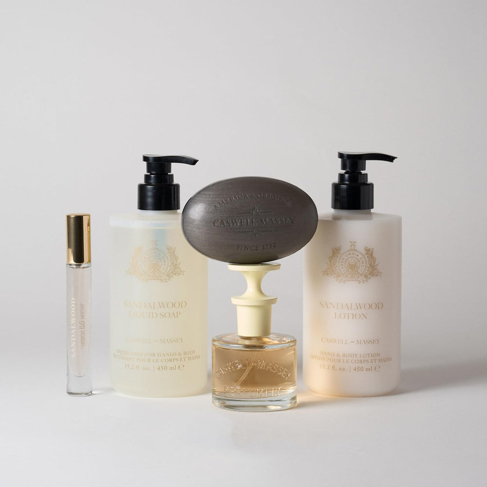 Caswell-Massey Sandalwood soap—long-lasting triple-milled lather for daily cleansing.