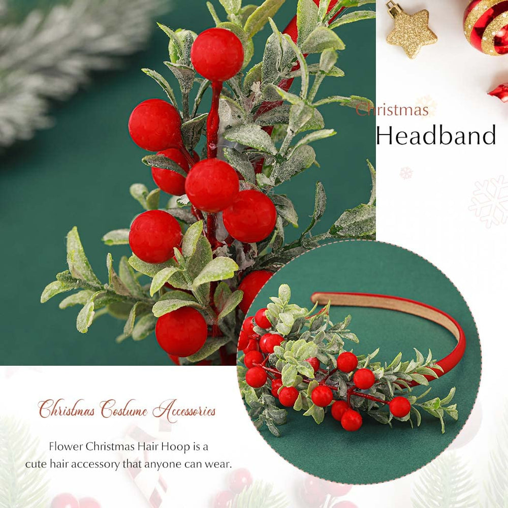 Catery headband featuring red berries to enhance holiday costume appeal.