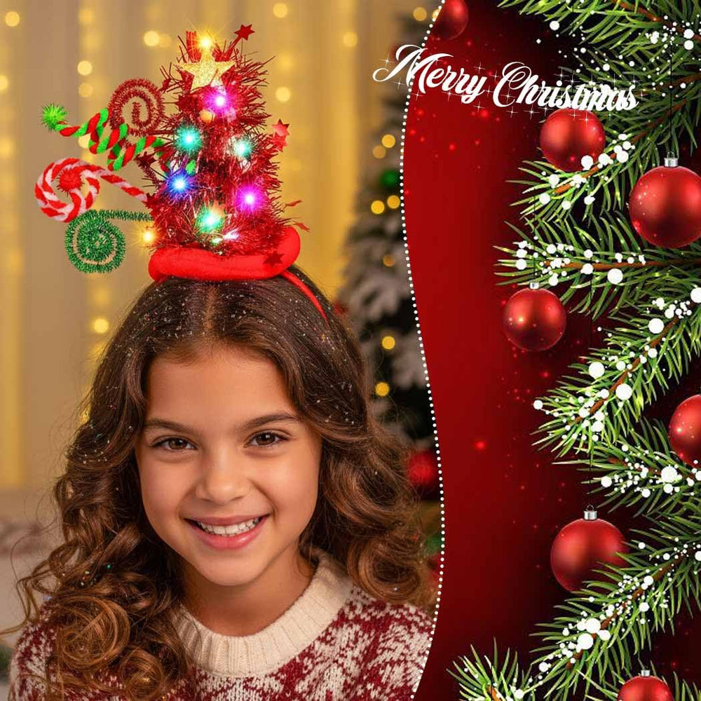 Catery Christmas party headband twinkling lights create standout photo ops.