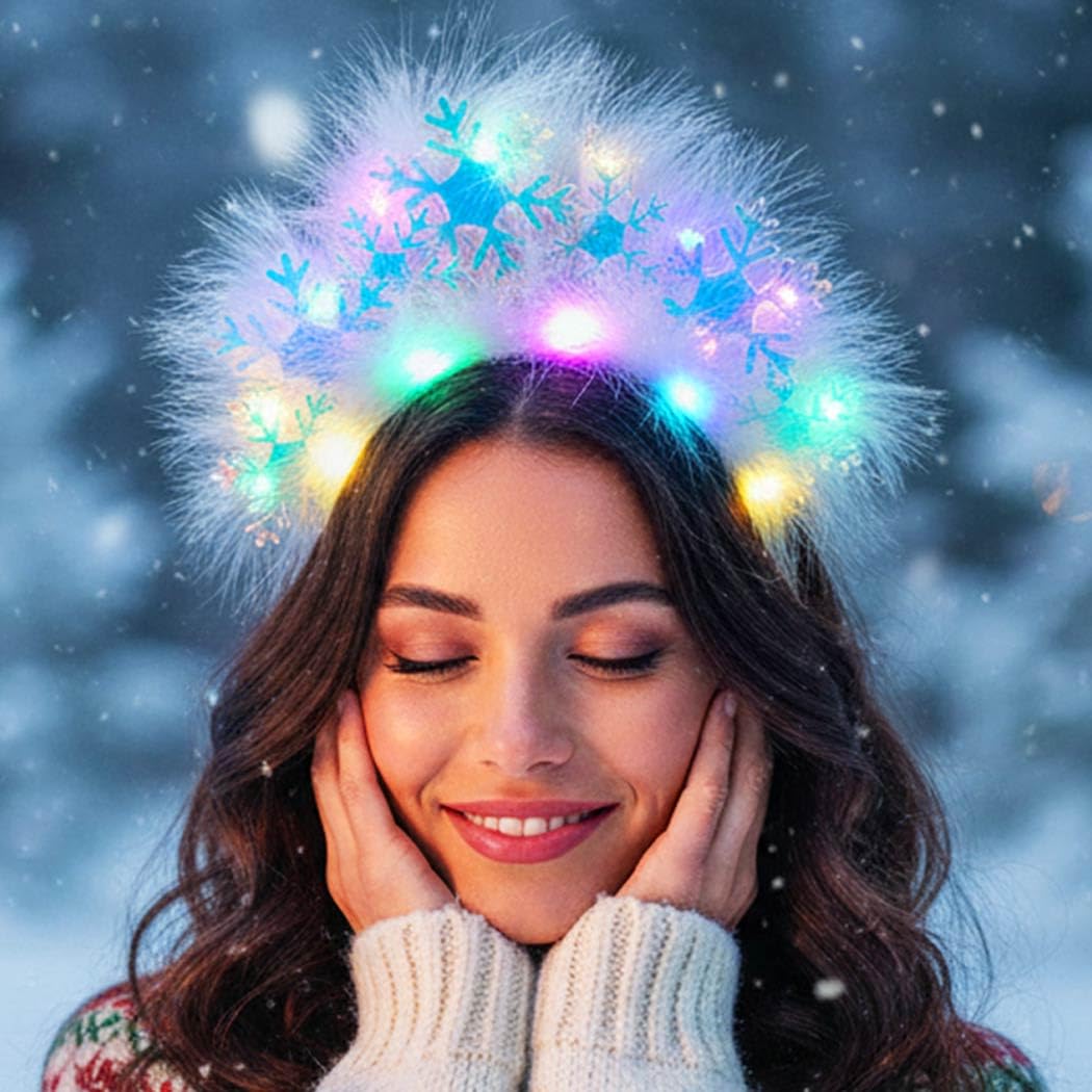 Catery Snowflake Headband closeup glitter snowflakes for party-ready sparkle