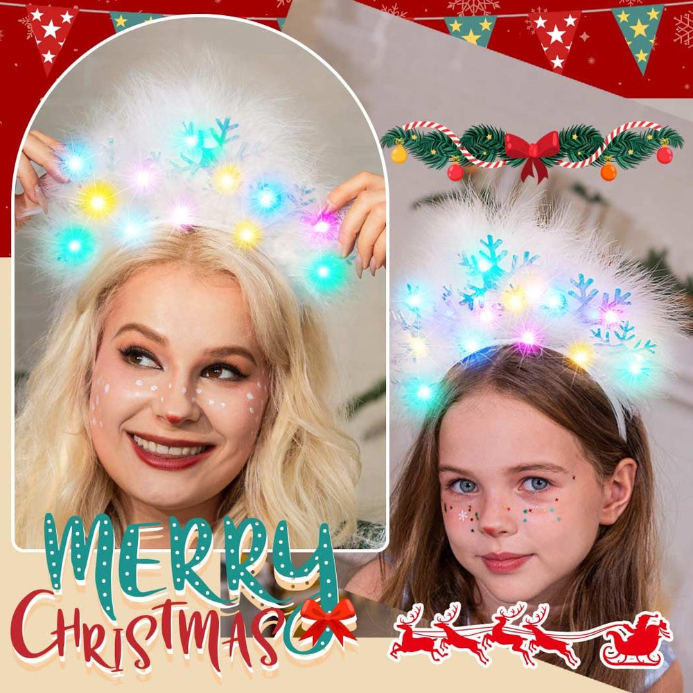 Catery Snowflake Headband three light modes: steady, slow, fast blinking