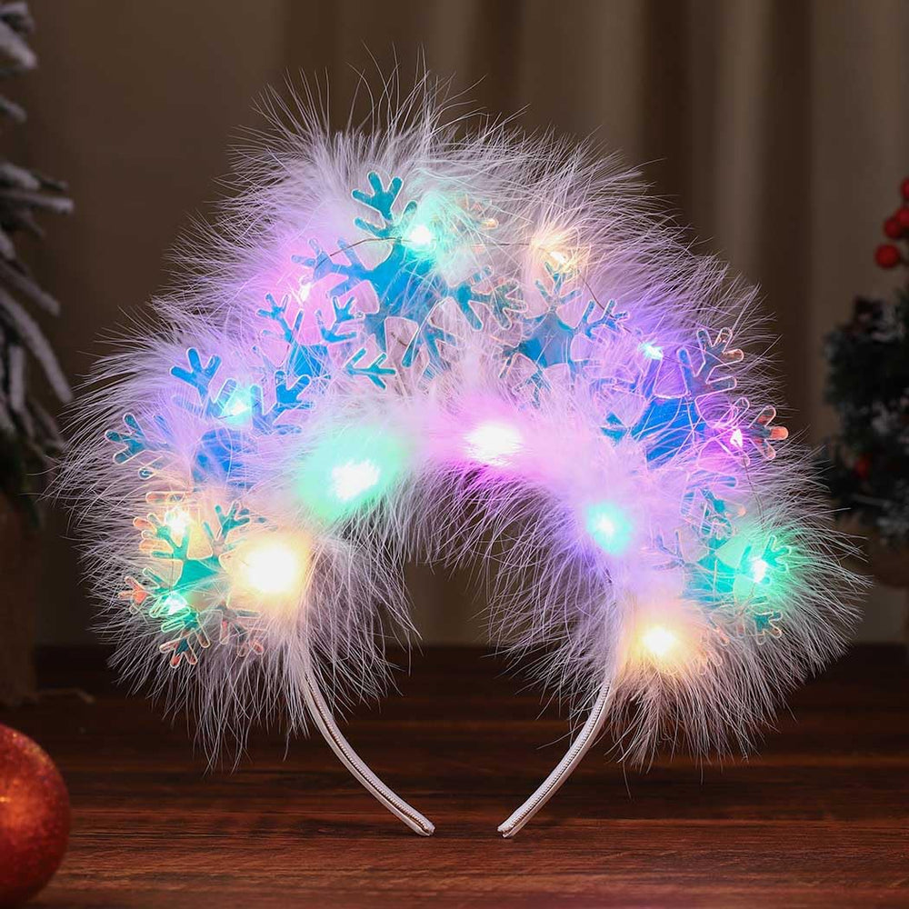 Catery Snowflake Headband white feather band adds whimsical holiday flair