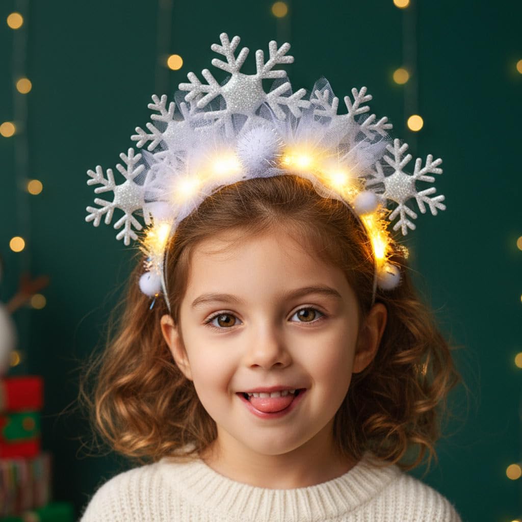 Catery snowflake headband enhances cosplay and Christmas events with subtle brightness.