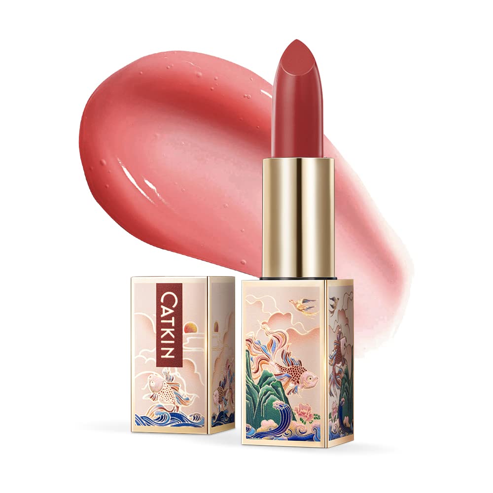 Catkin Bálsamo Labial Color C05 Rosa Polvoriento en estuche couture, color adaptable y hidratación suave.
