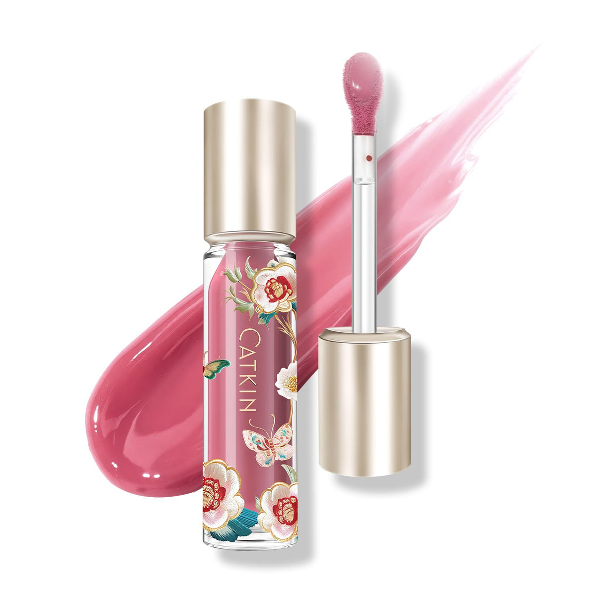 Catkin Lip Plumper Gloss glass finish for fuller, high-shine pout.