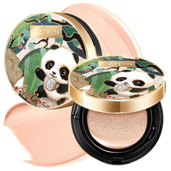 Catkin Panda Land full-coverage cushion compact delivers pore-blur, natural finish for daily wear.