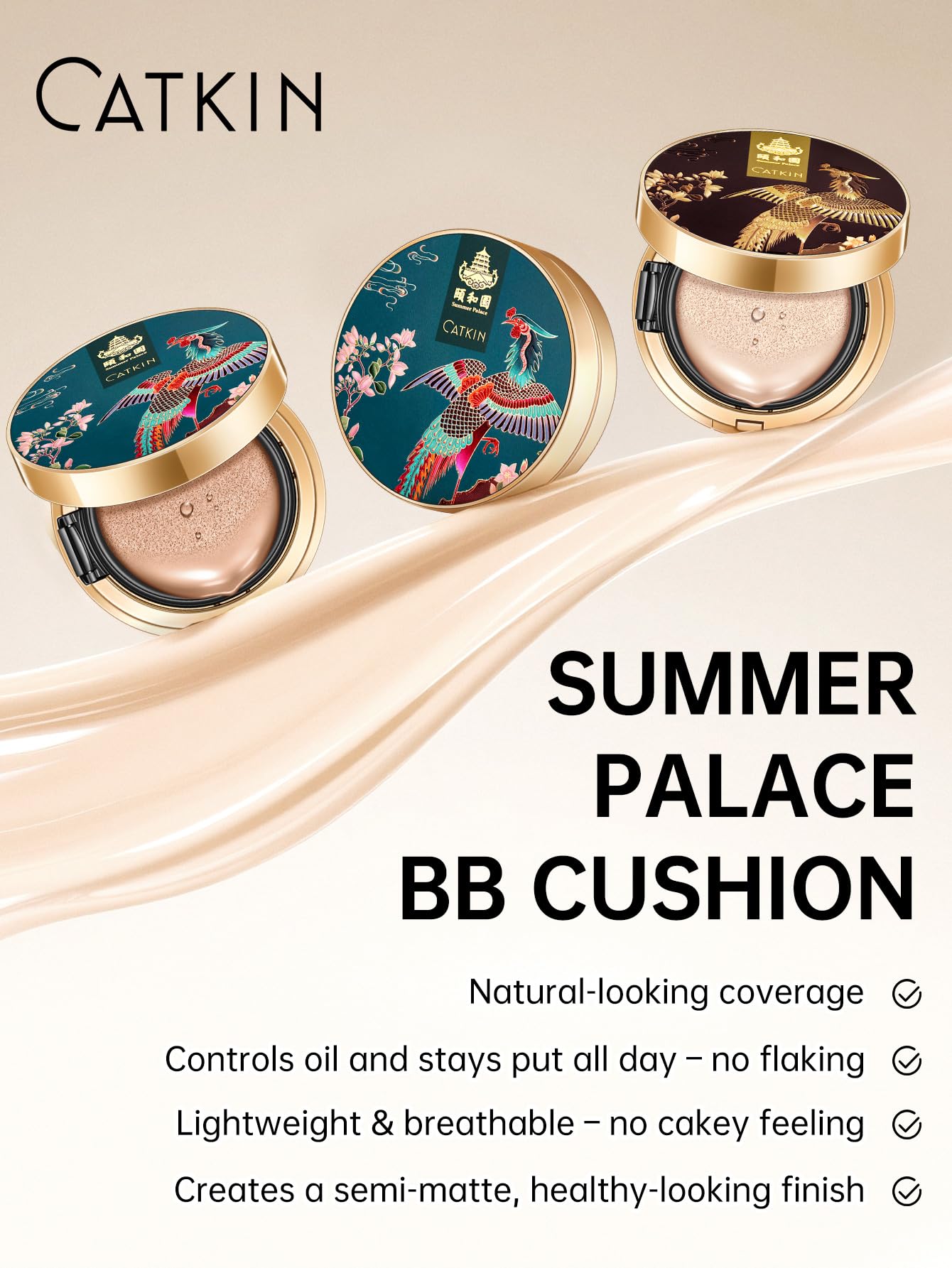 Catkin Phoenix Cushion sheer-satin-finish suggests natural, breathable makeup look.