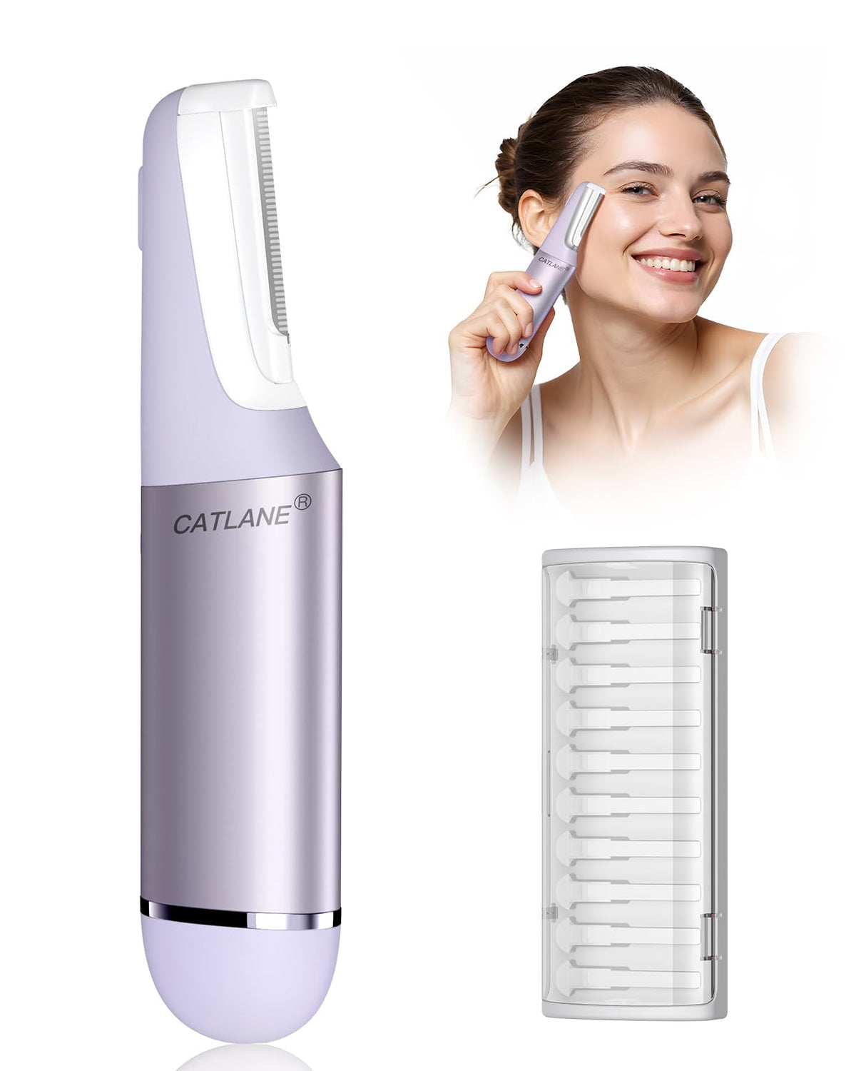 CATLANE Dermaplane Razor front view highlights precise exfoliation for a smoother complexion