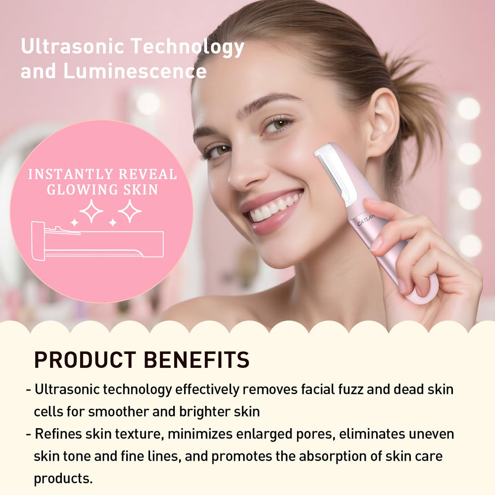 CATLANE Dermaplane Sonic Vibration close-up showing gentle exfoliation