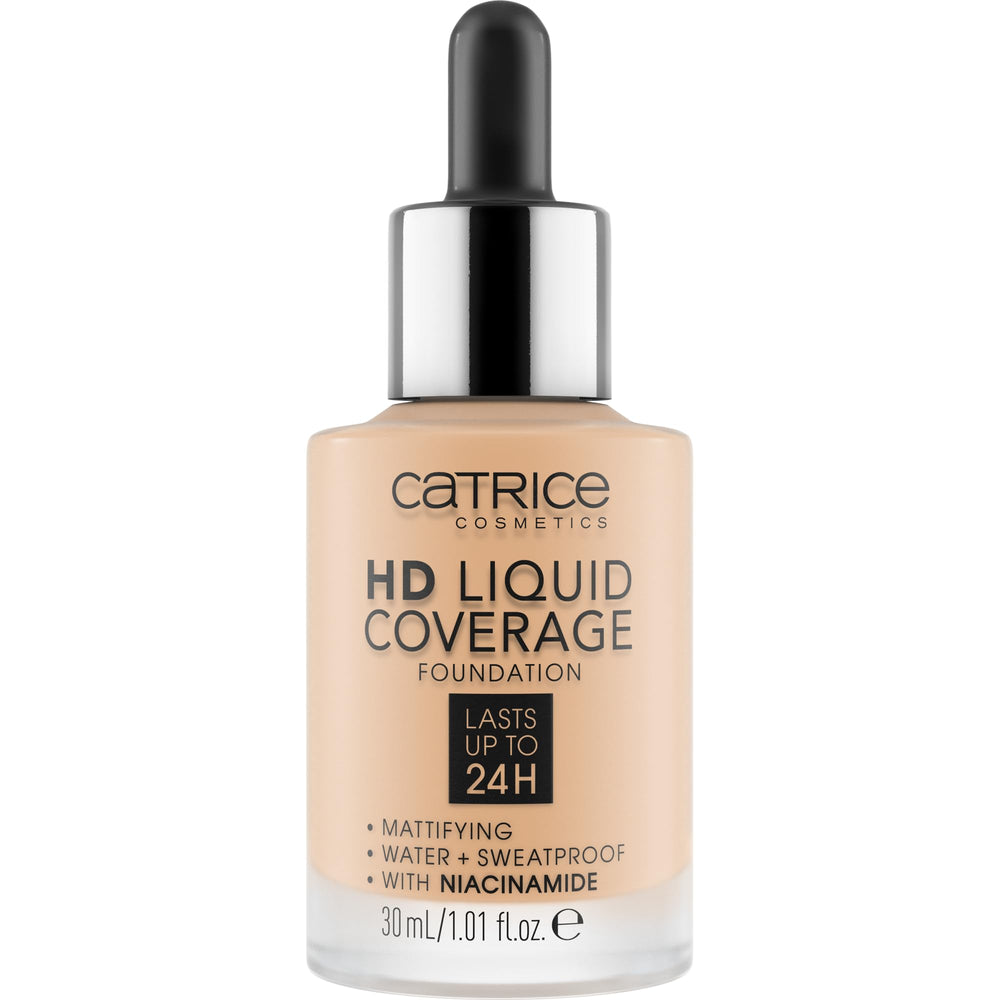 Catrice HD Liquid Coverage 008 dropper applying for buildable coverage.