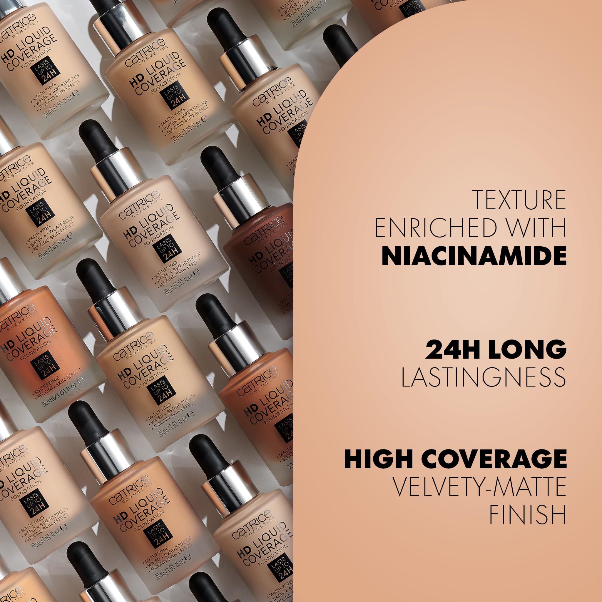 Catrice HD Liquid Coverage 24h wear example swatch demonstrates long-lasting look