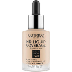 Catrice HD Liquid Coverage bottle demonstrates a lightweight natural matte finish for all day wear