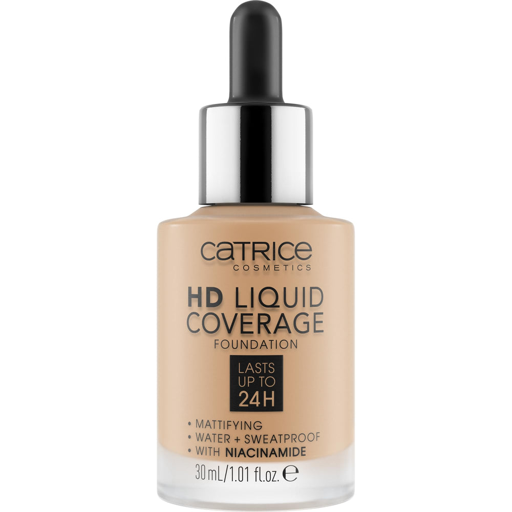 Catrice HD Liquid Coverage dripper application demonstrating buildable coverage.