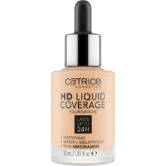 Catrice HD Liquid Coverage dropper demonstrates buildable coverage for soft to full looks