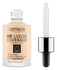 Catrice HD Liquid Coverage bottle closeup shows smooth base for flawless skin