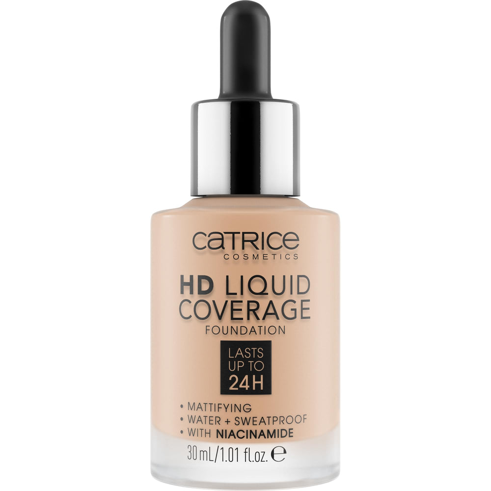 Catrice HD Liquid Coverage Foundation dropper application for precise coverage.