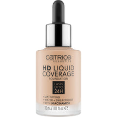 Catrice HD Liquid Coverage Foundation dropper application for precise coverage.