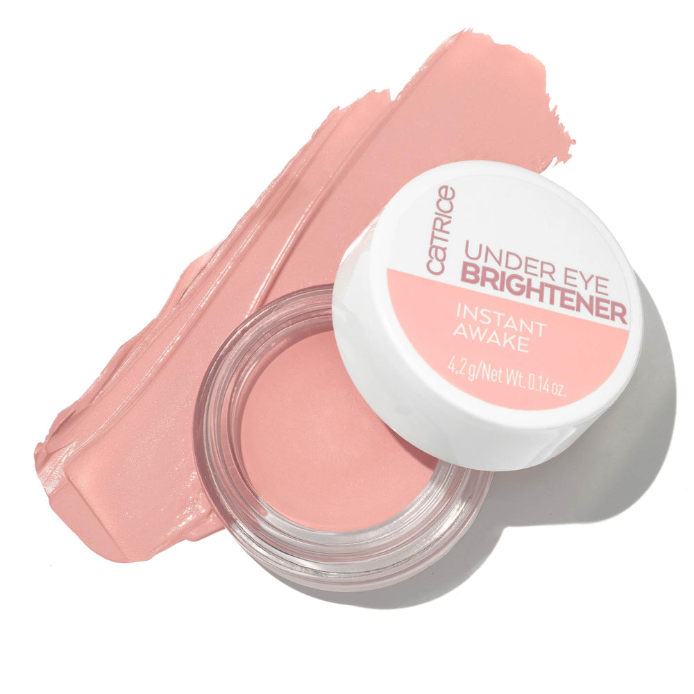 Catrice Under Eye Brightener label close-up emphasizes shade and vegan cruelty-free claim