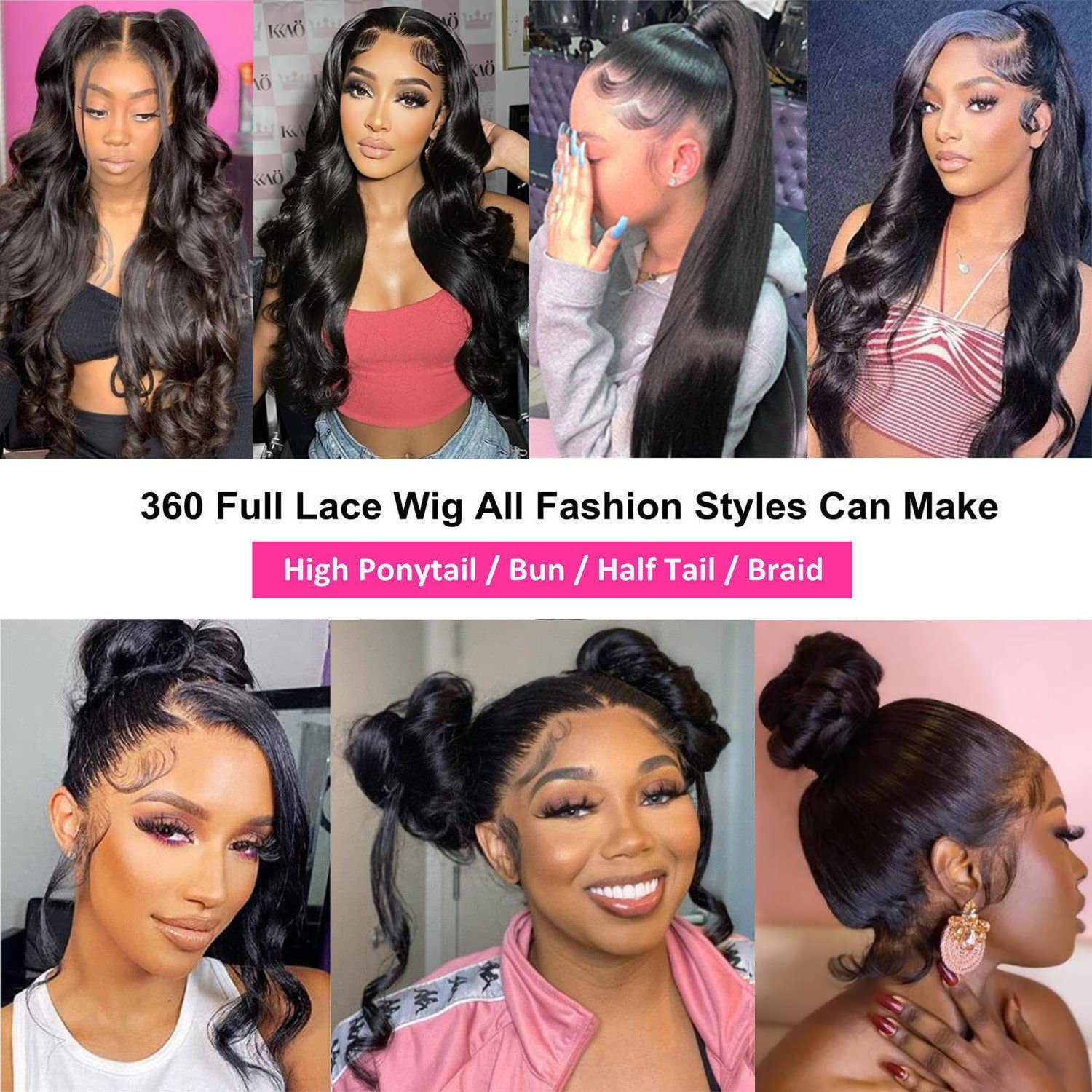 catti body wave 360 lace front wig high ponytails and buns possible.
