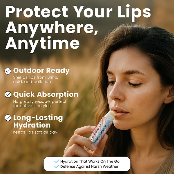 Cattle Creek Mercantile tallow lip balm texture for smooth, moisturized lips