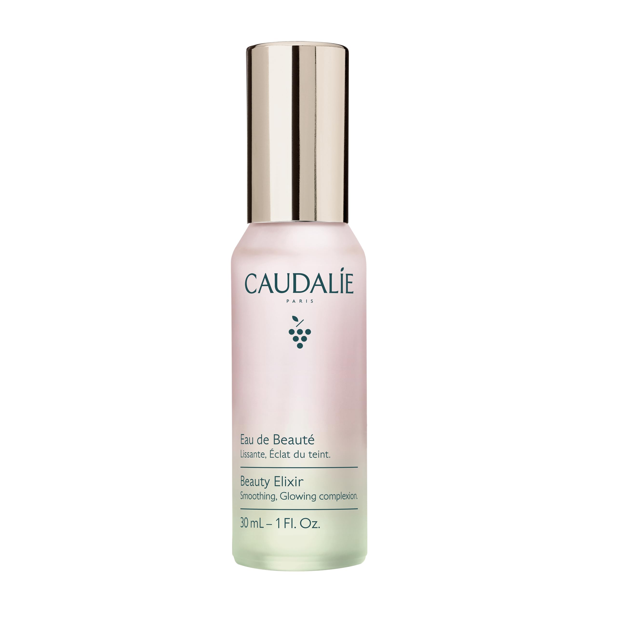Caudalie Beauty Elixir bottle close-up showing setting spray for dewy skin.