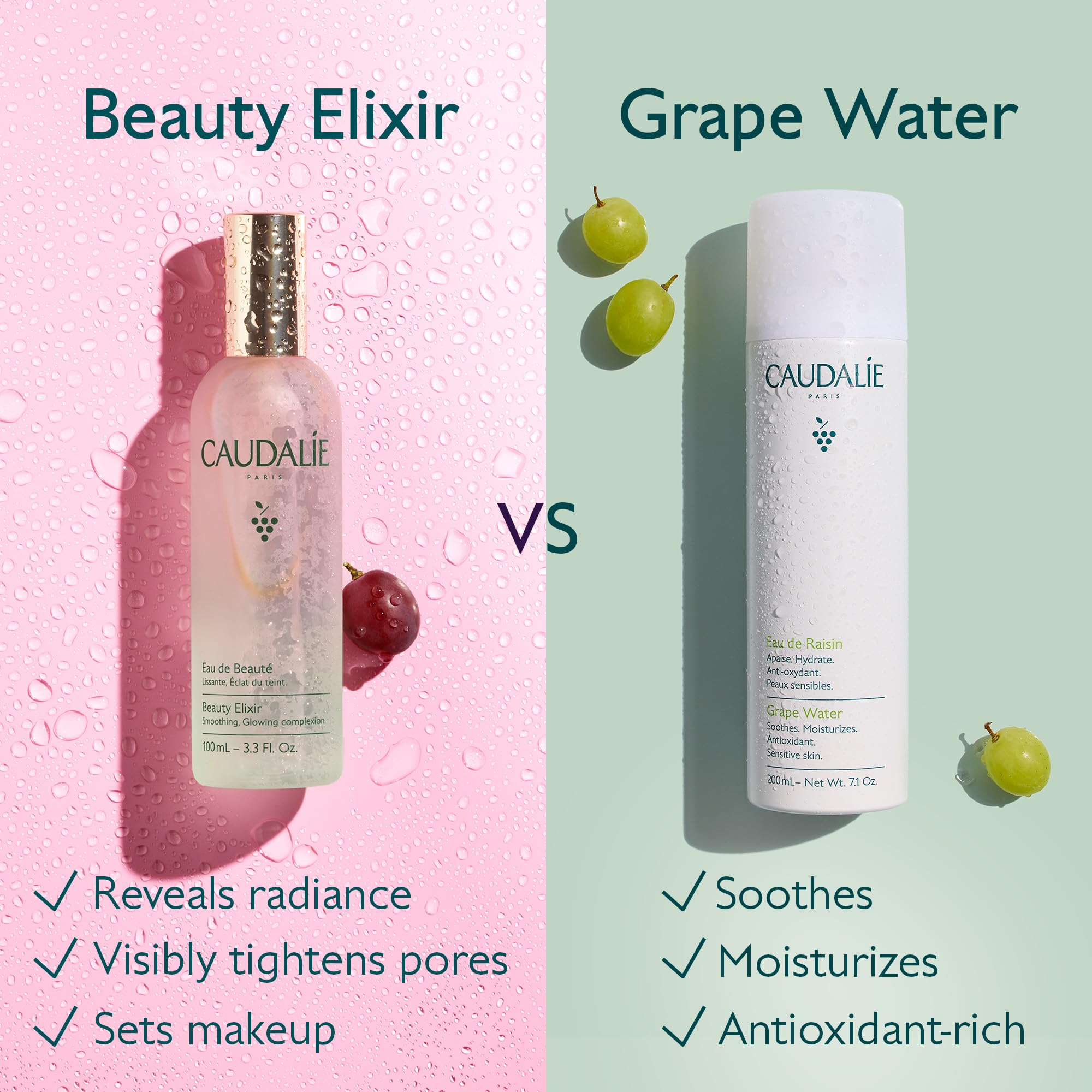 Caudalie Beauty Elixir travel-size bottle for on-the-go use.