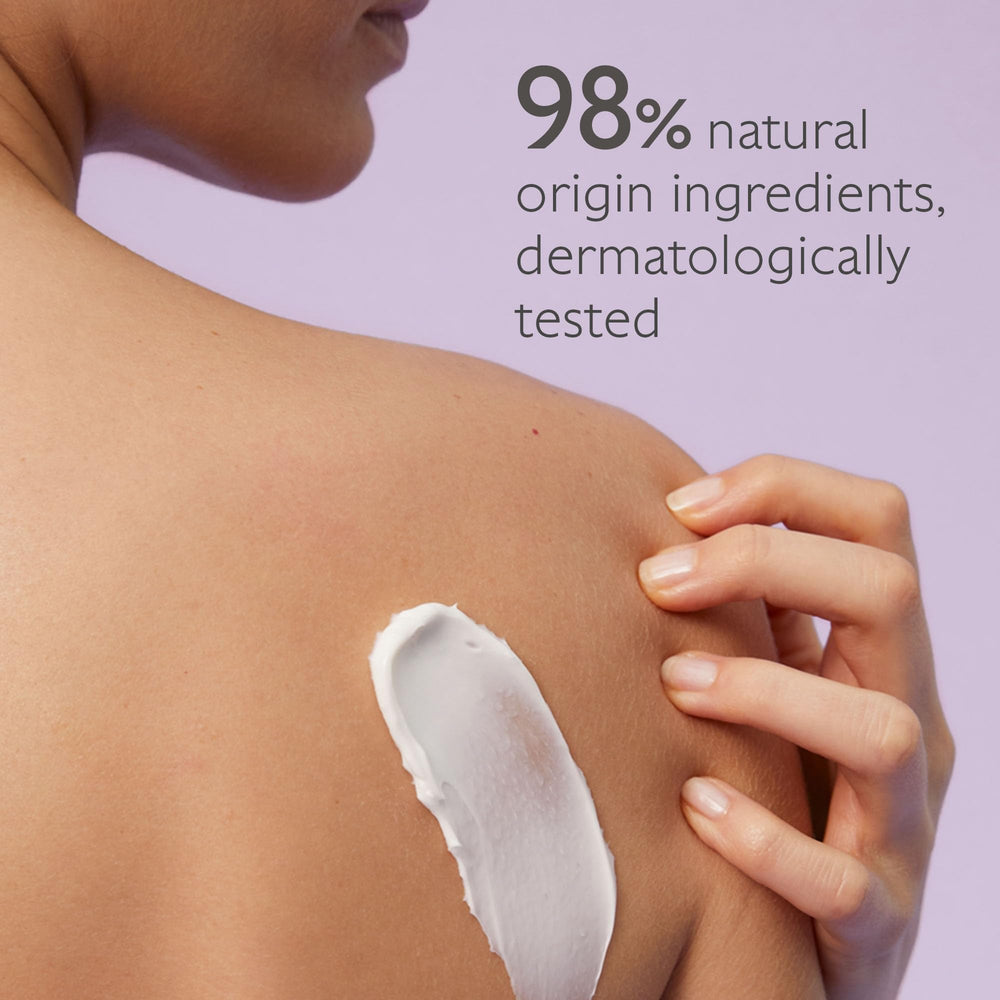 Caudalie body lotion application image emphasizes quick sink-in feel for smooth skin.