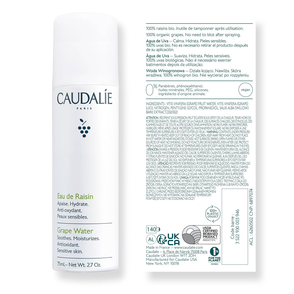 Caudalie Grape Water Mist gift idea packaging appeals to fans of natural skincare.