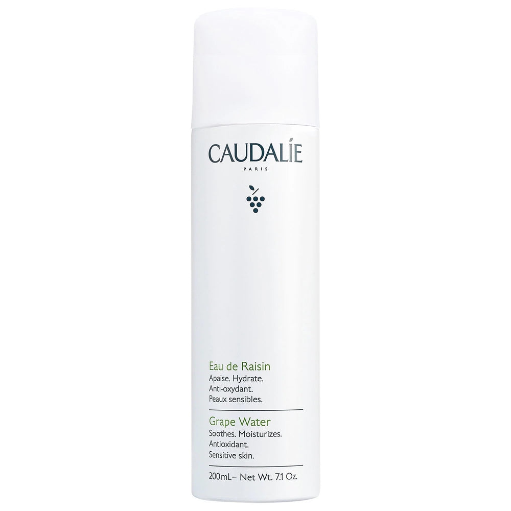 Caudalie Grape Water Moisturizing Mist bottle for instant hydration on the go.