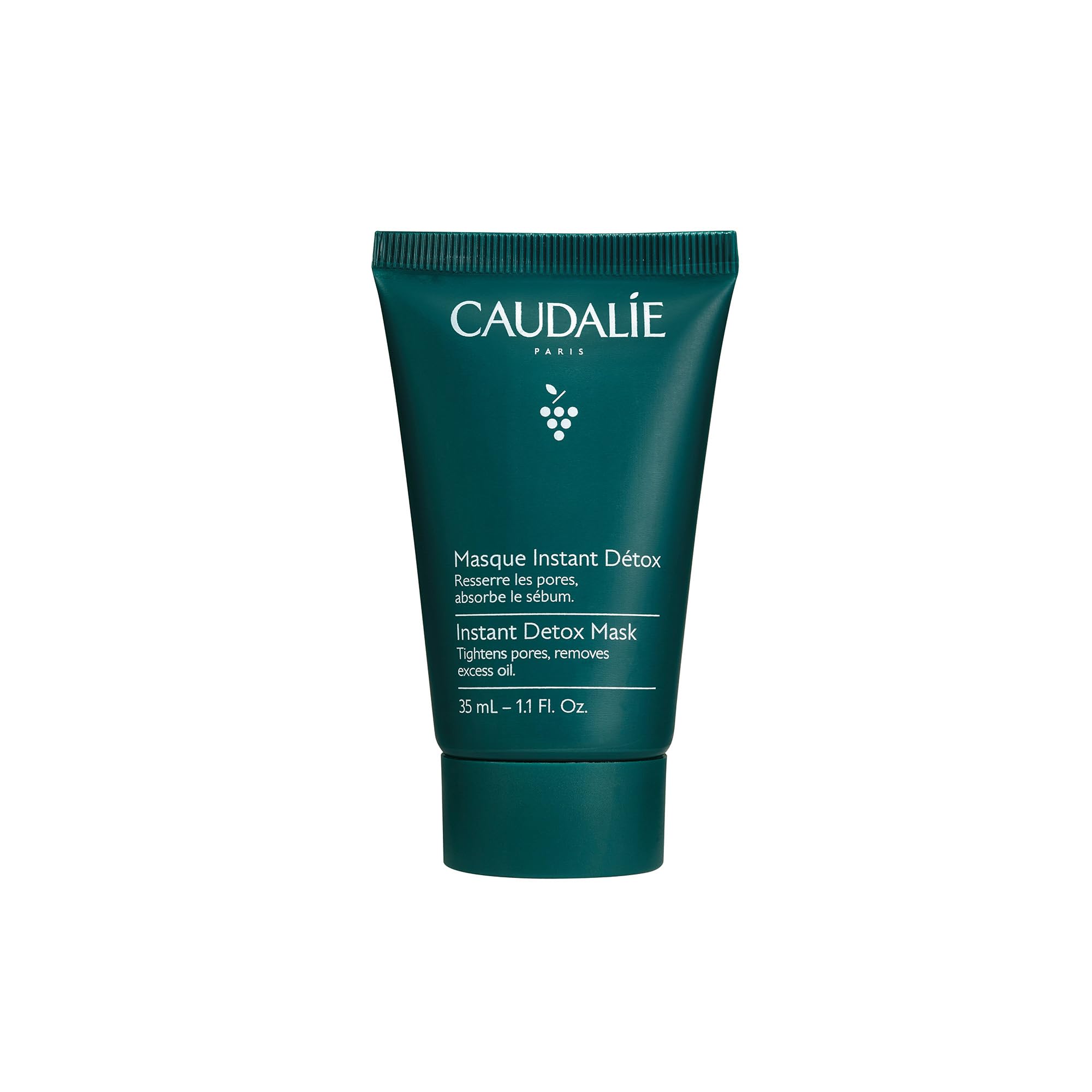 Caudalie Instant Detox Mask pink clay application shows pore-purifying treatment