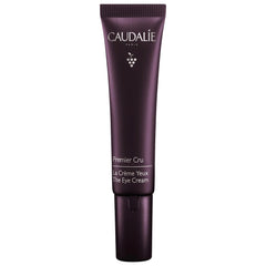 Caudalie Premier Cru eye cream bottle shows premium anti-aging care and moisturizing benefits.