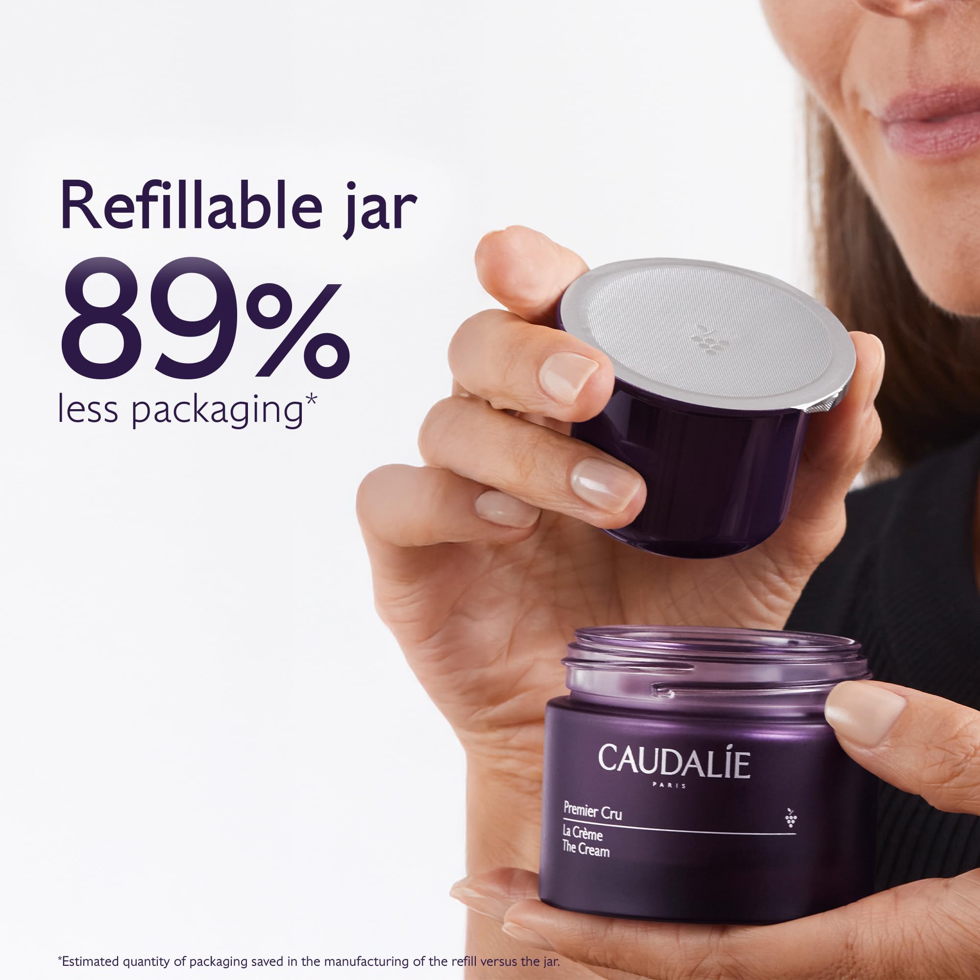 Caudalie Premier Cru longevity patent label highlighting patent-backed aging support