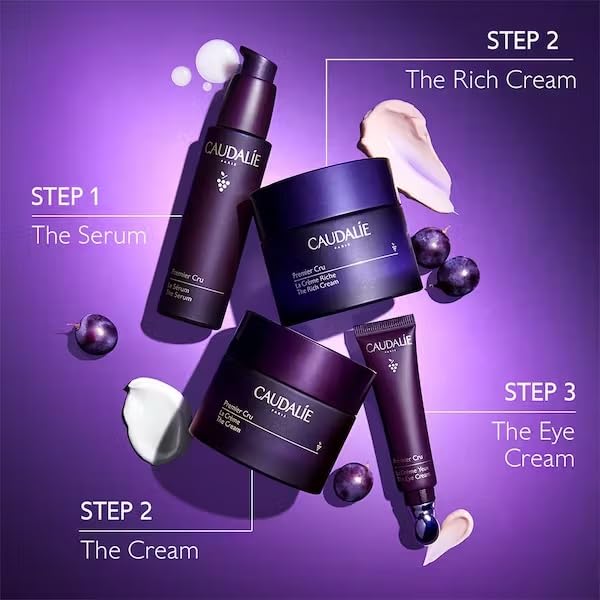 Caudalie Premier Cru Rich Cream being applied to skin for barrier support