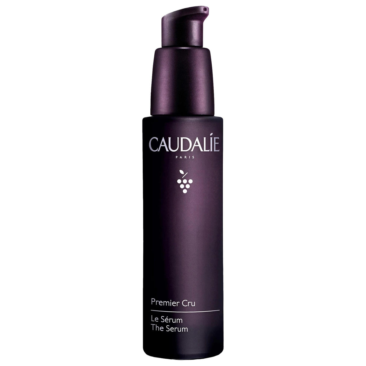 Caudalie Premier Cru serum bottle with pump for instant hydration and smoothing.
