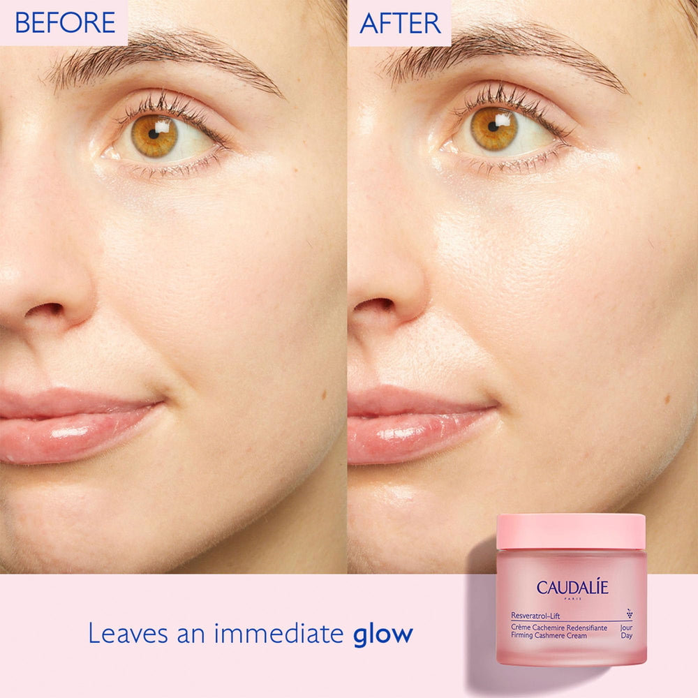 Caudalie Resveratrol-Lift face-neck-decollete demonstrates multi-area application for cohesive firming results.