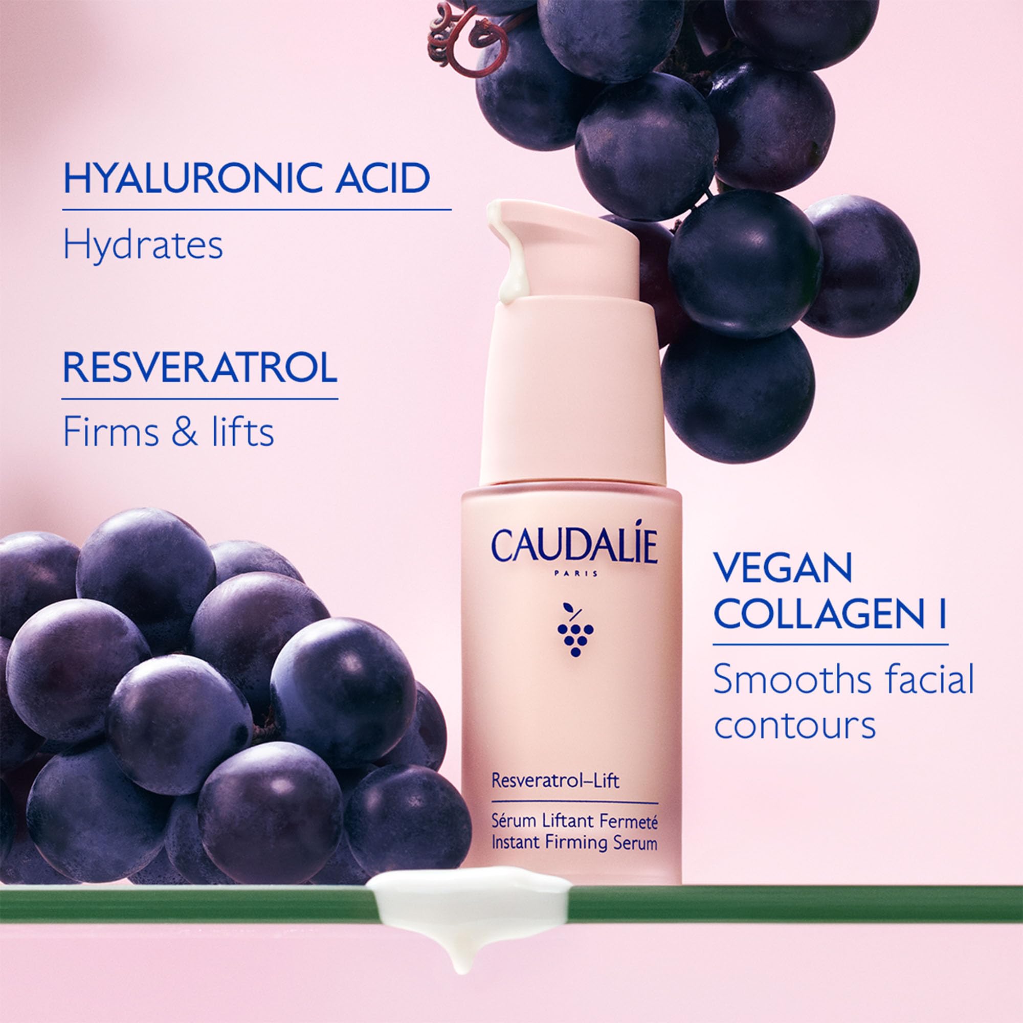 Caudalie Resveratrol-Lift hyaluronic-acid highlights multi-layer hydration for plumper look