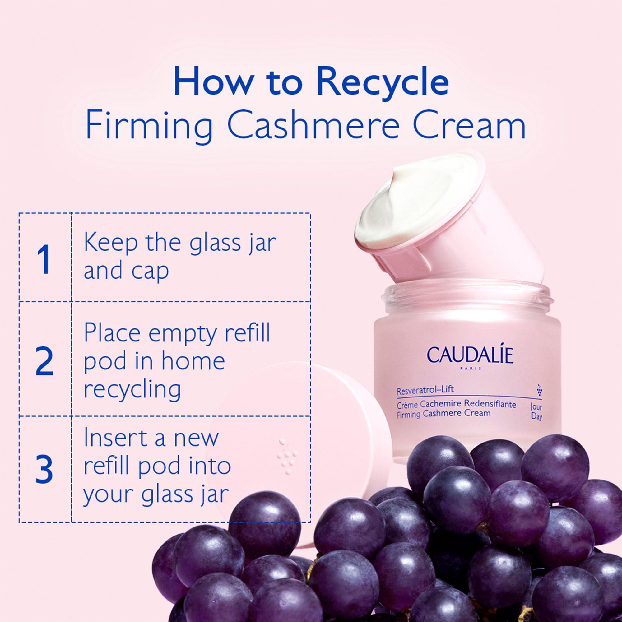 Caudalie Resveratrol-Lift texture close-up shows rich, nourishing cream ideal for skin hydration.