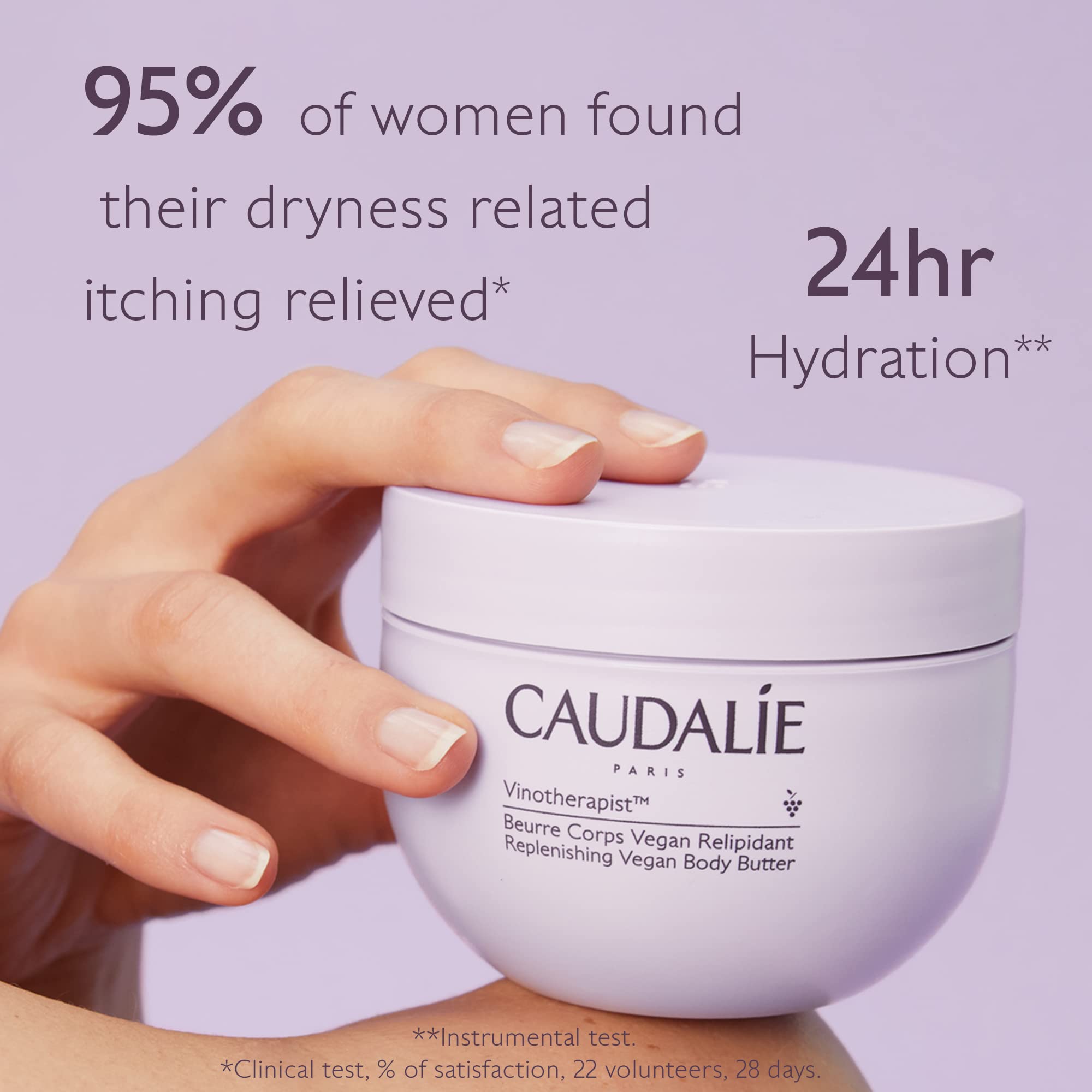 Caudalie shea butter hydration improves skin suppleness and comfort.