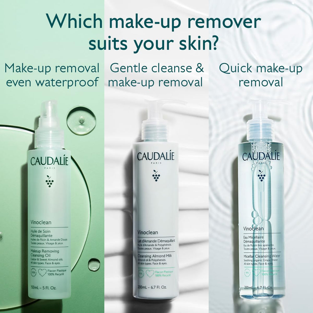 Caudalie Vinoclean pump-action bottle showing easy application in morning routine
