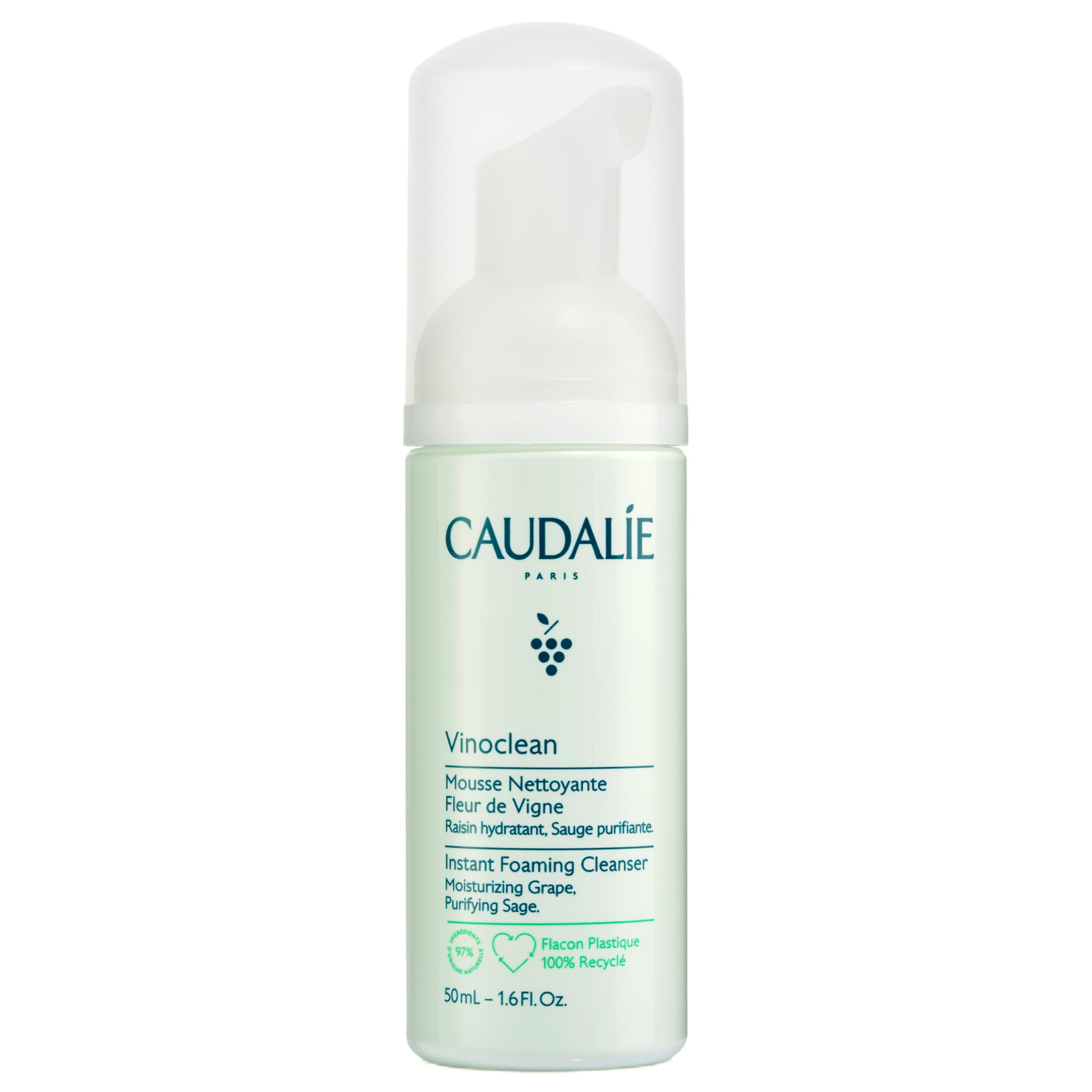 Caudalie Vinoclean Gentle Foaming Cleanser bottle for gentle makeup removal and hydration
