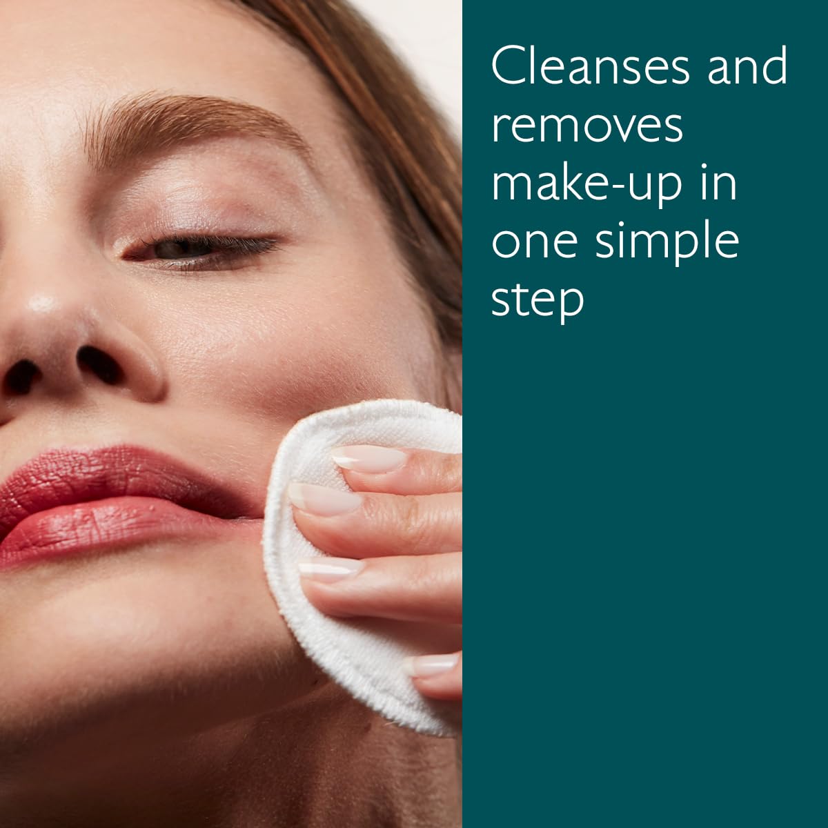 Caudalie Vinoclean Micellar Cleansing Water cotton pad used for quick makeup removal.