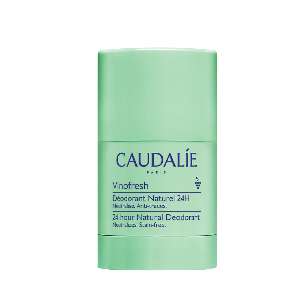 Caudalie Vinofresh deodorant stick packaging shows aluminum-free protection.