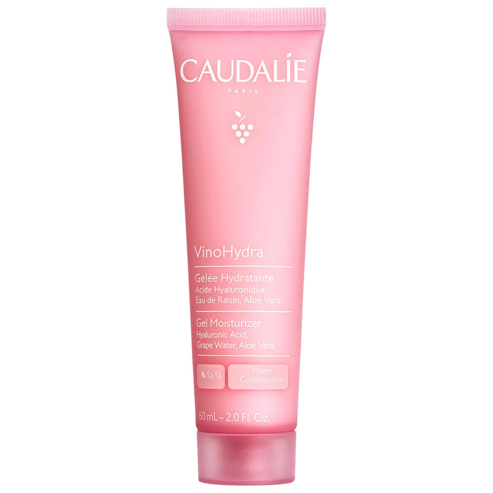 Caudalie VinoHydra Gel Moisturizer bottle demonstrates lightweight hydration for daily use.