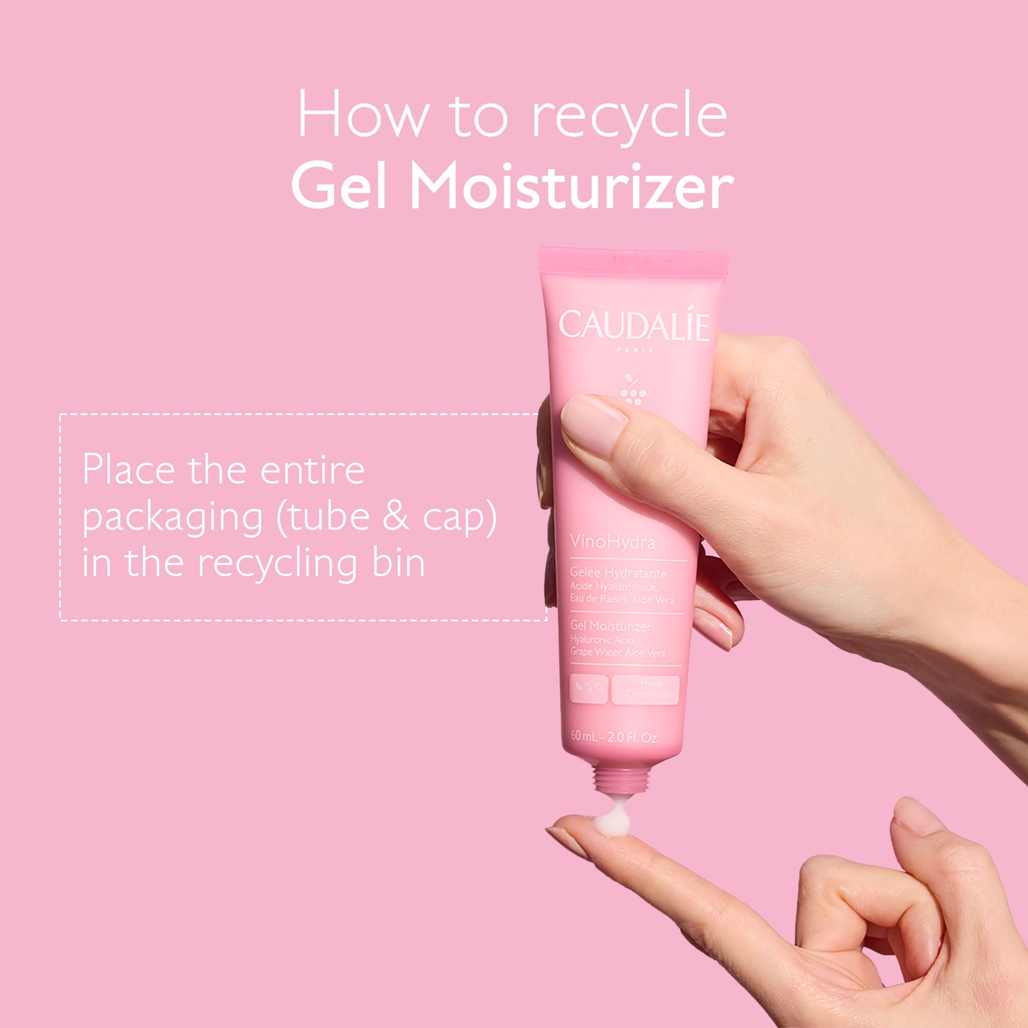 Caudalie VinoHydra Gel Moisturizer applied to the face, ideal for morning routine.