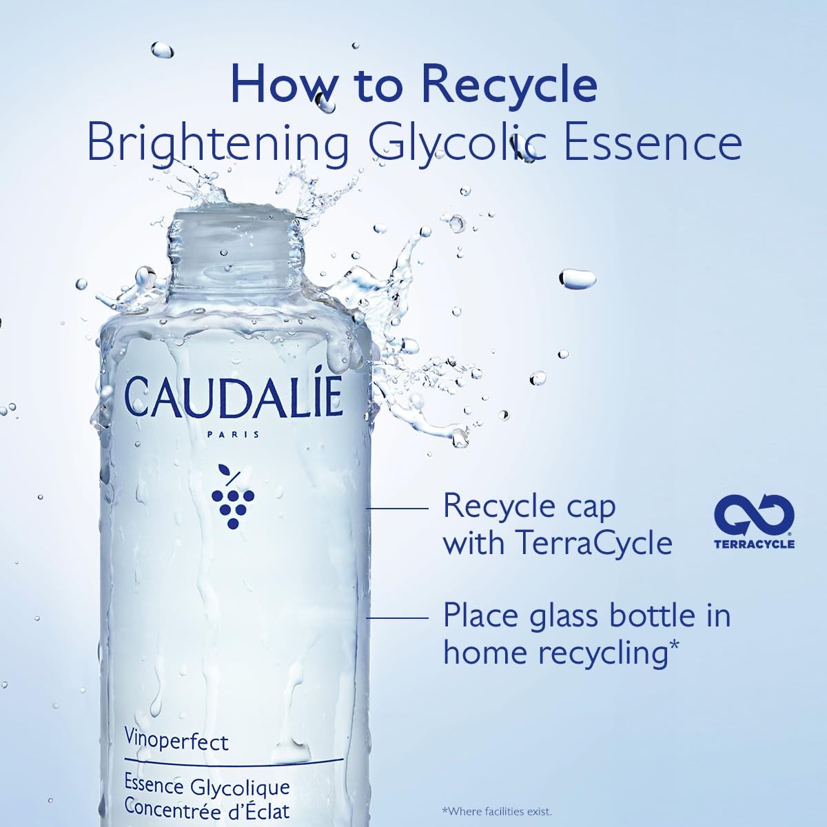 Vanity shot of the Caudalie essence on a clean surface signaling a refreshed routine