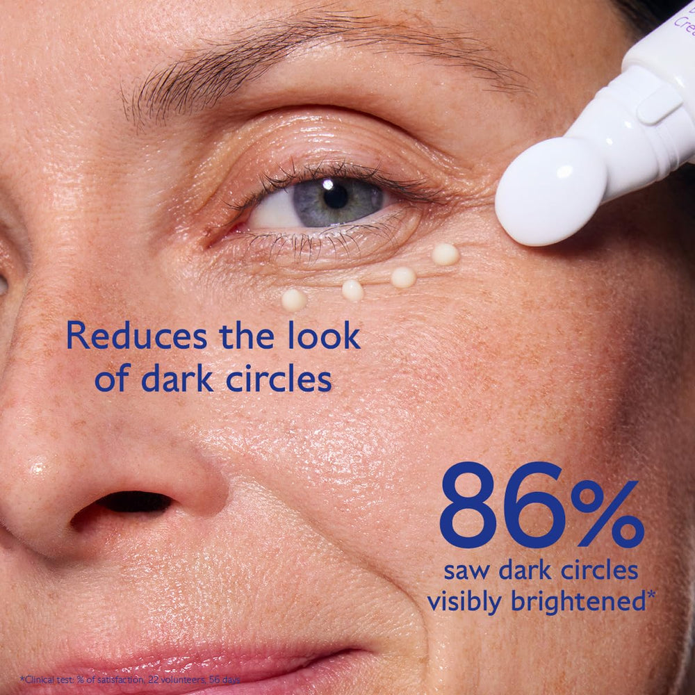 Caudalie Vinoperfect eye cream applied as dots for targeted hydration and smoothing.