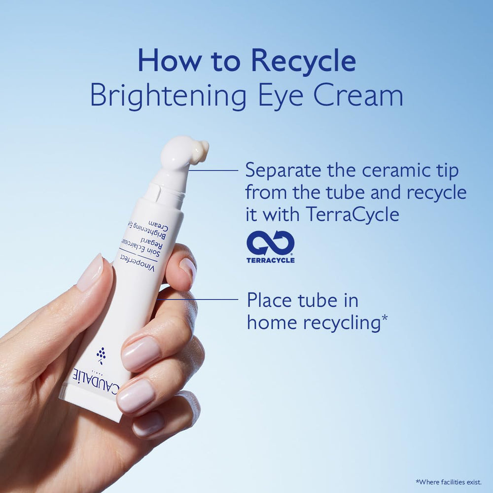 Caudalie Vinoperfect fragrance-free label supports use around sensitive eyes.
